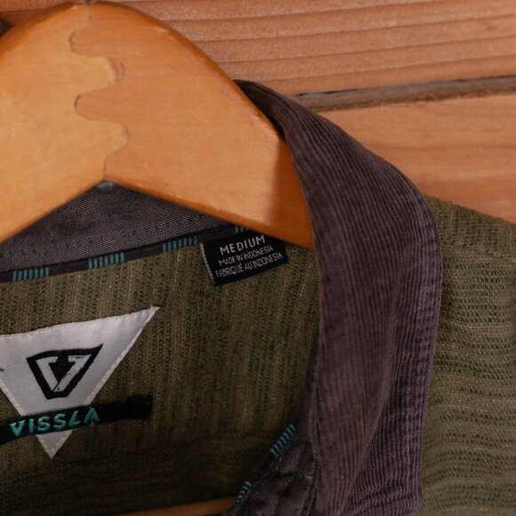 Vissla E-Cozy Polar Flannel Button Down Shirt in Green - Men's MD - Picture 6 of 9